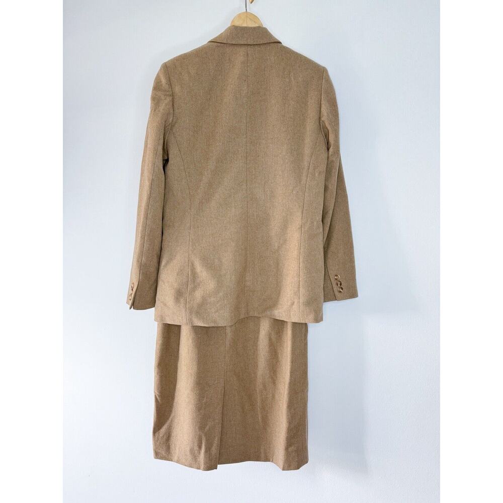 Vintage Pendleton Blazer Skirt Suit Set Tan Outfit Virgin Wool PRISTINE - Picture 2 of 12